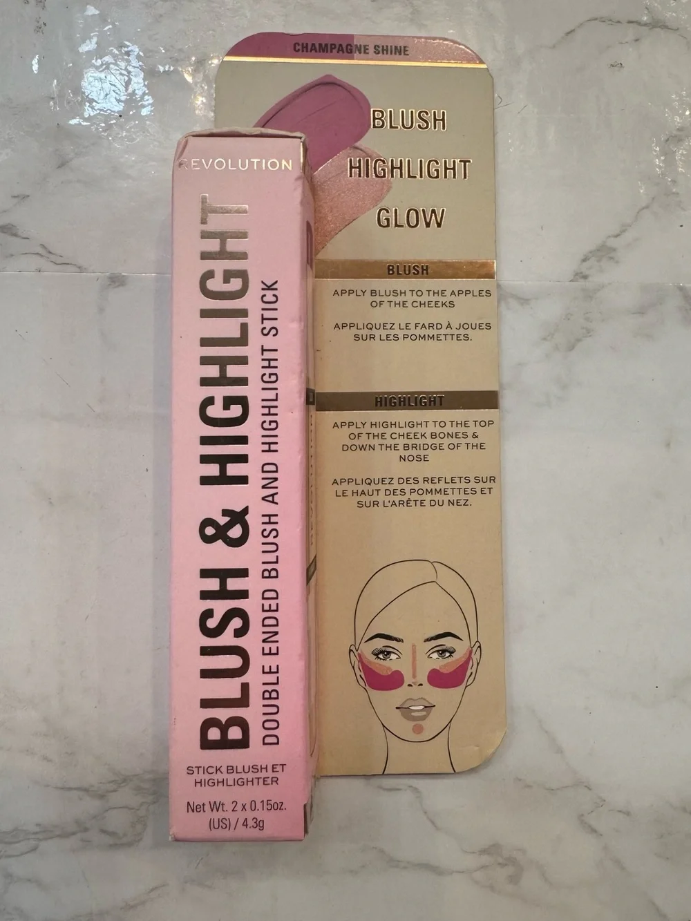 NEW Revolution Blush & Highlight Stick Champagne Shine